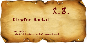 Klopfer Bartal névjegykártya